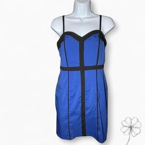 Minuet Petite Blue and Black Midi Dress